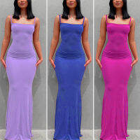 A7e2ผู้หญิง Slim Dress Backless Bodycon Party Dress Long Maxi Sexy