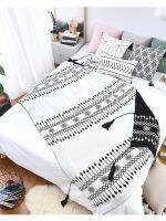 Nordic Style Black White Geometric Double Sides Blankets Soft Cotton Knitwear Throw Blanket Adult Sofa Bed Home Decor 130x160cm