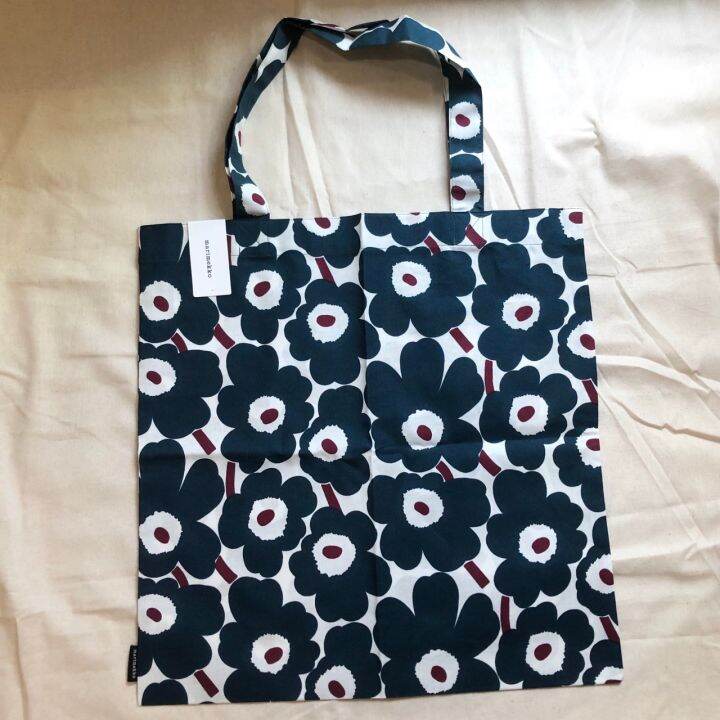 กระเป๋าผ้า-marimekko-tote-bag-ดอกสีเขียวเล็ก-ของแท้-100-มีป้ายแท็ก-you-nikko