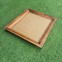 ถาดเล็ก จานรองแก้ว 20cmx22cmx2cm ถาดอาหาร ถาดเสริฟอาหาร ถาดไม้  Wooden tray