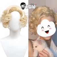 Marilyn Monroe Cosplay Wig HSIU Short Blond Curly Hair Heat Resistant Synthetic Wigs + Free Wig Cap Monroe Cosplay