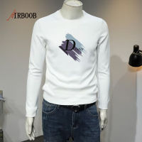 AIRBOOB เสื้อยืดผู้ชายแขนยาวเสื้อกล้ามใส่ได้ทั้งในเสื้อยืดพิมพ์ลายสไตล์เกาหลี Kemeja Musim Gugur