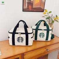 Starbucks ชุดอาหารกลางวันแบบพกพากระเป๋าถือน้ำหนักเบาทนทานลำลองผ้าใบ