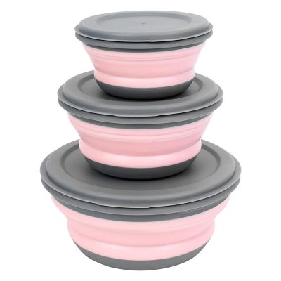 3Pcs/Set Bowl Sets Silicone Folding Lunch Box Folding Bowl Portable Silicone Folding Bowl Foldable Salad Bowl with Lid