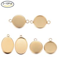 Beethoven 2-10PCS 304 Stainless Steel Pendant Cabochon Settings Plain Edge Bezel Cups Oval Golden Tray: 18x13mm