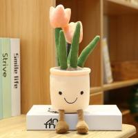 Lifelike Tulip Succulent Plants Plush Stuffed Toys Soft Home Decor Doll Creative Potted Flowers Pillow for Kids Birthday Gift