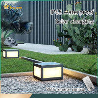 EASYHOME โคมไฟหัวเสาพลังงานแสงอาทิตย์ LED,โคมไฟติดผนังกลางแจ้งพร้อมรีโมตคอนโทรลไฟเสาประตูกลางแจ้งไฟในสวนกันน้ำไฟสามสี