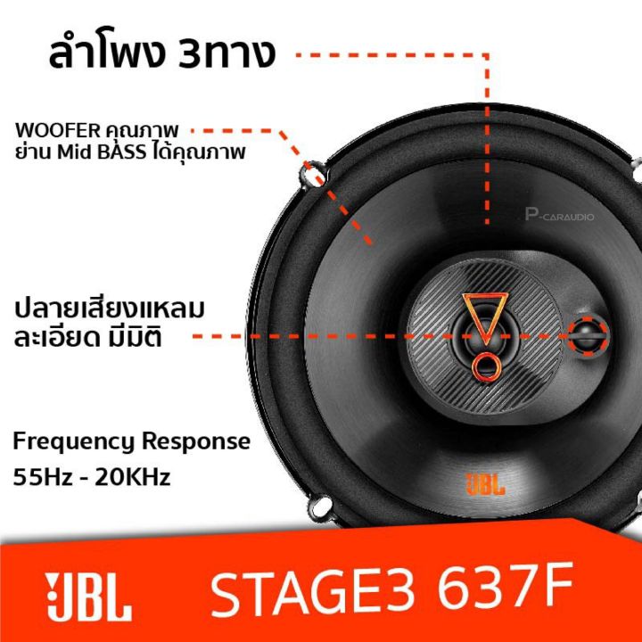 ลำโพงใหม่ขายดี-jbl-stage3-637f-ลำโพงรถยนต์-ลำโพงติดรถยนต์คู่หน้าหรือ-หลัง-ขนาด6-5นิ้ว-ลักษณะ3ทางให้เสียงใส-สะอาด-เบสดุดันเล็กน้อย-จำนวน1คู่