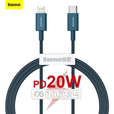 Baseus USB PD Type C 20W สายสำหรับ iPhone 13 12 11 Pro Max XR ชาร์จเร็ว iPad Type-C สายรับส่งข้อมูล