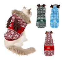 Christmas Cat Coat หนาขนสัตว์เสื้อกันหนาวคริสต์มาส Antlers เสื้อผ้าสัตว์เลี้ยง Snowflake ฤดูใบไม้ร่วงและฤดูหนาว Warm Dog Coat Jacket