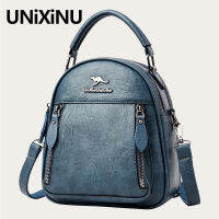 Vintage PU Leather Metal Decor Zip Front Classic Womens Backpack 2021 Multifunction Small Cross Body Bags Travel Backpacks