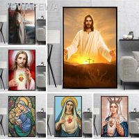 ・ผ้าใบวาดภาพศาสนา Jesus/บริสุทธิ์โปสเตอร์ผ้าใบพิมพ์การตกแต่งบ้านที่ทันสมัยศิลปะบนผนังห้องนั่งเล่นนอร์ดิกตกแต่งสุนทรียภาพ