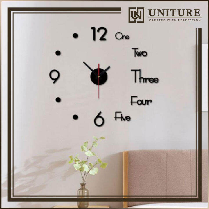 UNITURE 3D Diy European Style Simple Wall Clock Wall Sticker Quartz