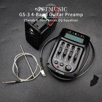 Cherub G-Tone ชุดปรีแอมป์กีต้าร์อคูสติก GS-3รถกระบะพีโซอีควอไลเซอร์ EQ 4แบนด์เครื่องจูน LCD สีดำ