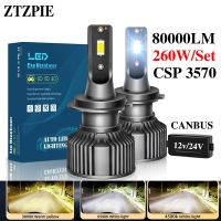 ZTZPIE 24V/12V 6500K 4500K HB3 HB4 9005 9006 H1 H7 H4 H11 Bulb Canbus Led Lamp CSP 3570 Car Headlight Fog Light 260W 80000LM Bulbs  LEDs  HIDs