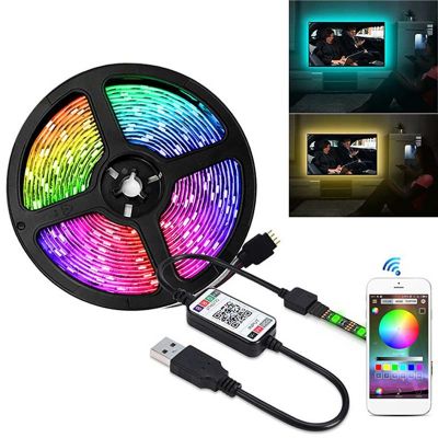 【LZ】 Bluetooth USB 5V RGB LED Strip Light 5050 Controller 1M 2M 3M 4M 5M Flexible Diode Lamp Tape Lights TV Background Lighting