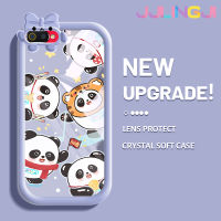 Jjlingji เคสสำหรับ Realme C2 C2S เคส A1K OPPO เคสการ์ตูนแฮปปี้แพนด้าสีสันสดใสน่ารักน้อยมอนสเตอร์สเตอร์กล้องนิ่มสำหรับเลนส์กันกระแทกแบบใสเคสมือถือเคสความคิดสร้างสรรค์โปร่งใสเรียบง่ายฝาครอบป้องกันซิลิโคน