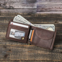 CONTACTS RFID กระเป๋าสตางค์สำหรับผู้ชายสั้น Trifold วินเทจผู้ชายกระเป๋าสตางค์ผู้ถือบัตรกระเป๋าเหรียญคลิปเงินผู้ชายกระเป๋าสตางค์โซ่โลหะ