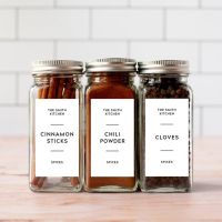 Custom Minimalist Spice Labels Rectangle Modern Kitchen Storage Labels Waterproof Oil Proof Adhesive Sticker