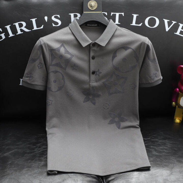 เสื้อยืดเสื้อเชิ้ตผู้ชายแฟชั่นฤดูร้อนสำหรับผู้ชาย-เสื้อยืดมีปกพิมพ์ลายแฟชั่นเข้ากับทุกชุดฤดูร้อนเสื้อยืดโปโลเดรสคอปกแขนสั้นแขนสั้นมีสไตล์เรียบง่ายโปโลแขนสั้น