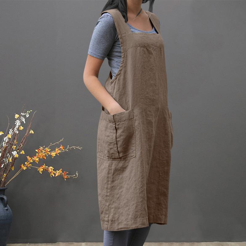 Women's Tops Kitchen Aprons Casual Solid Cotton Oversize Cooking 