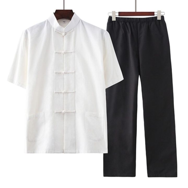 ชุดกังฟูผู้ชายผ้าฝ้ายสี100-ชุด-m-4xl-เสื้อผ้าวูซูและกางเกงสไตล์จีนชุดกังฟูขายดี