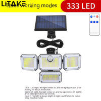 LITAKE Lampu Tenaga Surya Led 333ดวงสำหรับกลางแจ้งเซ็นเซอร์ตรวจจับการเคลื่อนไหวแบบเหนี่ยวนำปรับได้โคมไฟผนังพลังงานแสงอาทิตย์ Ip65กันน้ำ