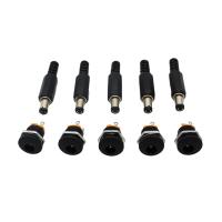 10PCS (5Pairs) DC12V 5.5 x 2.1mm Plastic Male Plugs DC022 DC Power Socket Female Jack Screw Nut Panel Mount Connector