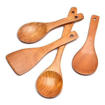 ✔♘ Wood Rice Spoon Rice Paddle Scoop Household Non-stick Pot Rice Spoon Big Serving Spoon Kitchen Utensils Tableware Wholesale