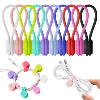 Snap-On Magnetic Silicone Cable Winder For Headphone USB Charging Line Datd Cord Ties Organizer Reusable Wire Managerment Clips Cable Management