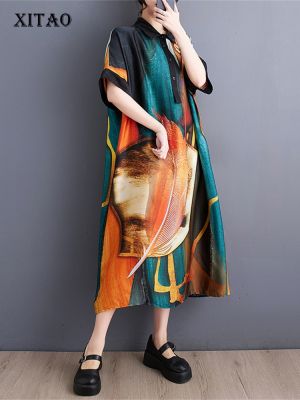 XITAO Dress  Women Goddess Fan Casual  Print Dress