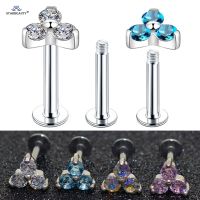 16G 6/8mm Sexy Three Gem Tragus Piercing Oreja Nose Piercing Labret Helix Lip Piercing Nose Ring Cartilage Earring Stud Jewelry Electrical Connectors