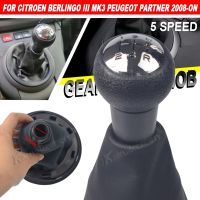 5 Speed Gear Shift Knob Gaiter For Citroen Berlingo III For Peugeot Partner 2008-2021 PU Leather Car Interior Accessories