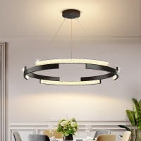 50CM 60CM Modern Pendant Lights For Living Room Dining Kitchen Circle Rings LED Black Ceiling Hanging Lamp with Remote Dimmable