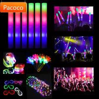 【CW】 12/24Pcs Glow Sticks Foam LED Stick Palm Bulk Glowing Glasses Luminous Headdress Glowing Rings for Wedding Party Supplies