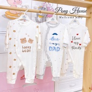 Body Dài Tay Moon Petit Siêu Mềm Mịn Cho Bé Trai Bé Gái Sơ Sinh 0-3M - 3-6M