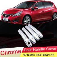 สำหรับนิสสันทีด้าพัลซาร์ C12 MK2 2012 ~ 2019ที่จับประตูชุบโครเมียมปลอกหุ้มรถยนต์อุปกรณ์เสริมสติกเกอร์2013 2014 2015 2016