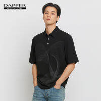 DAPPER เสื้อโปโล Dynamic Wave Print สีดำ