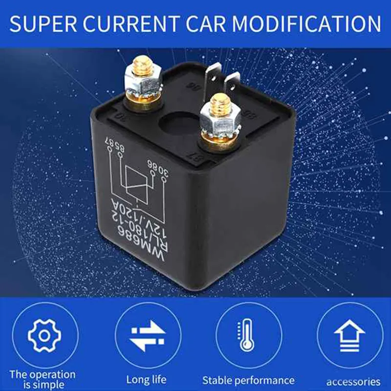 50PCS Black Relay Starter Relay DC 12V 100A 4-Pin WM686 Normal Open Car  Starter Relay for Control Battery ON/OFF