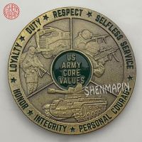 【Tech-savvy】 ค่านิยมหลักที่เคารพในที่ระลึกความภักดี Duty Honor Soldier Spirit Medal Ancient Bronze Coins