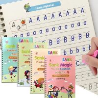 【cw】 4 Books/Sets of Children 39;s Books Reusable Calligraphy Copybooks English Number Lettering Practice Copybooks !