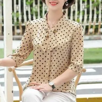 OEM Women's Blouse Lantern Sleeve Polka DOT Top Long Sleeve Shirt