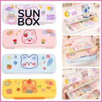 SUN BOX ของใหม่ แบบพกพาได้ คาวาอิ สร้างสรรค์และสร้างสรรค์ อุปกรณ์สำหรับนักเรียน กล่องปากกาสำหรับแยกประเภท กล่องปากกาครีมมาการอง กล่องเครื่องเขียนการ์ตูน