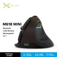 Delux M618 Mini เมาส์บลูทูธมีไฟ ชาร์จได้ เมาส์บลูทูธ macbook android ipad windows เมาส์สุขภาพ เมาส์แนวตั้ง ergonomic vertical mouse wireless bluetooth เมาส์ไร้สาย RGB Lig