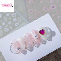 WPRA DIY ผู้หญิง สีขาว ดีไซน์ลายนูน รูปลอกน้ำโอน กาวตนเอง ตกแต่งเล็บ ฟอยล์เล็บดอกไม้ 5D สลักสติกเกอร์ติดเล็บ สติ๊กเกอร์ติดเล็บดอกไม้