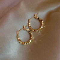 [Gnker] ต่างหูห่วงวงกลมกลมสำหรับผู้หญิง Stainless Steel Golden Statement Metal Earring