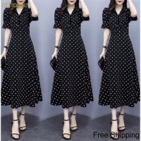 COD DSTGRTYTRUYUY CCHome-Polka Dot Dress Womens 2022 Summer New Korean Slim Slim Temperament Large Size Belly Skirt