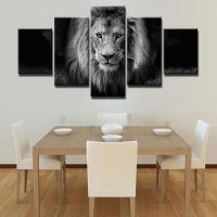 5ชิ้นสิงโตรูปภาพ Modular HD พิมพ์สัตว์โปสเตอร์สำหรับห้องนั่งเล่นกรอบที่ทันสมัยผนังศิลปะผ้าใบจิตรกรรมตกแต่งบ้าน