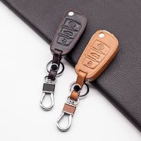 ◙ Leather Car Key Fob Covercar key case for Audi Q3 Q5 Sline A3 A5 A6 C5 A4 B6 B7 B8 TT 80 S6 C6 car keys accessories shell