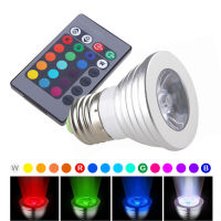 หลอดไฟสปอตไลท์อลูมิเนียมอัลลอยด์3W RGB 7สี E27รีโมทควบคุมไฟ LED